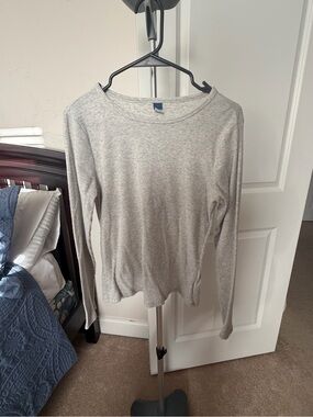 Old Navy Heather Gray Ribbed Long Sleeve Top